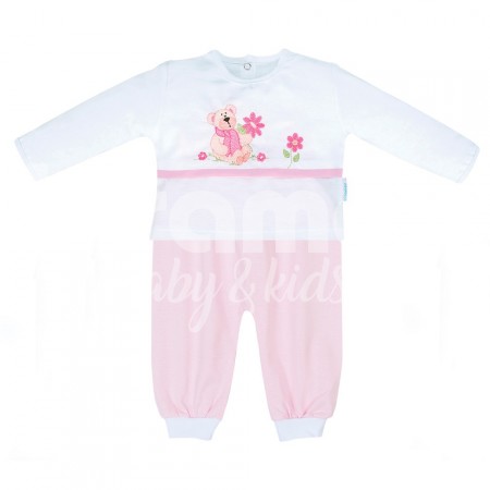 Conjunto Pagão 3 Peças Bordado Teddy Bear Rosa - Tamanho Único