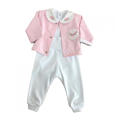 Conjunto Pagão 3 Peças Algodão Egípcio Poá Rosa Floratta