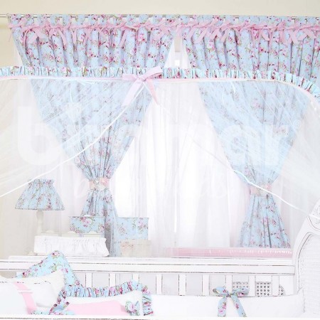 Cortina para Quarto de Bebê com Forro Catarina Turquesa