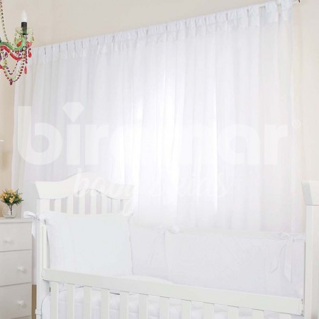 Cortina para Quarto de Bebê Percal com Forro Lorenza Branco