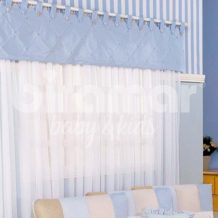 Cortina para Quarto de Bebê com Bandô Lapela Patch Azul