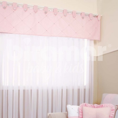 Cortina para Quarto de Bebê com Bandô Lapela Patch Rosa