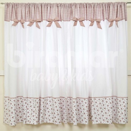 Cortina para Quarto de Bebê Laço Varão Simples Petit Rosé