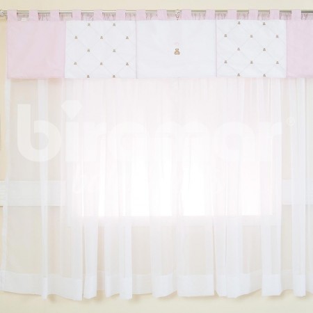 Cortina para Quarto de Bebê com Bandô Lapela Theodore Rosa