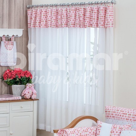 Cortina para Quarto de Bebê com Argolas London Rosa