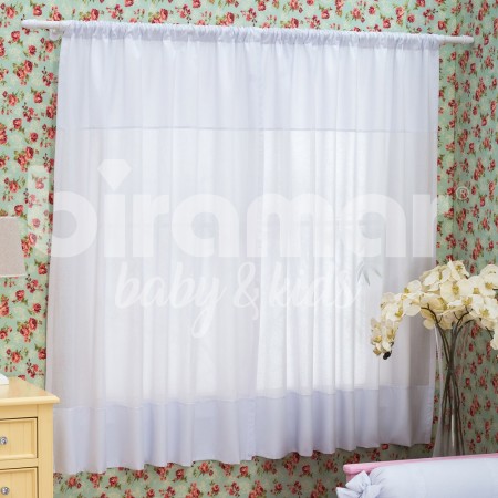 Cortina para Quarto de Bebê Percal Barrado Lollipop Piquet Branco