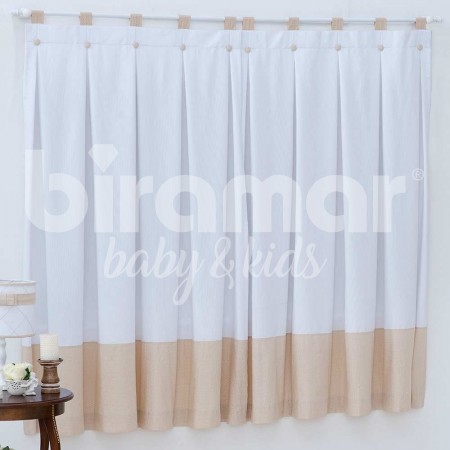 Cortina para Quarto de Bebê com Lapelas Pique Versailles Bege