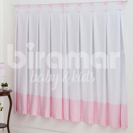 Cortina para Quarto de Bebê com Lapelas Pique Versailles Rosa