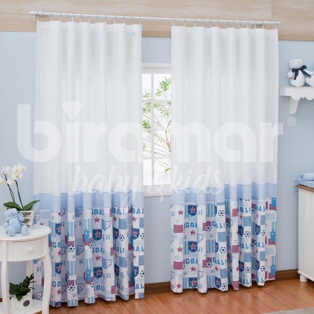 Cortina para Quarto de Bebê Estampinha Goal Azul