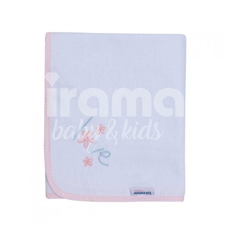 Cueiro Aflanelado para Bebê Bordado Love Flowers Creme/Rosa
