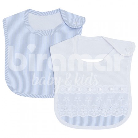 Duo de Babadores para Bebê Bordado Inglês Bless Azul