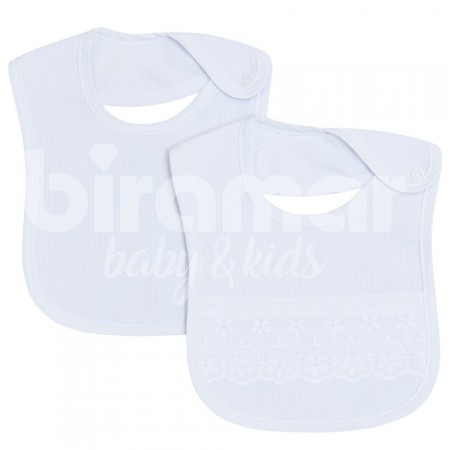 Duo de Babadores para Bebê Bordado Inglês Glamour Branco