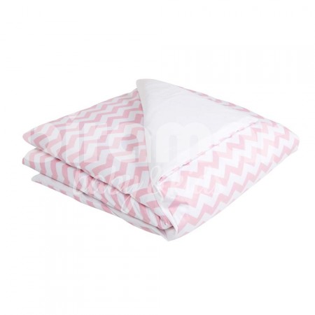 Edredom de Berço Estampa Dupla Face e Duvet Soho Chevron Rosa