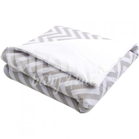 Edredom de Mini Cama Dupla Face e Duvet Estampa Chevron Cinza