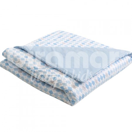 Edredom de Mini Cama Dupla Face e Duvet Estampa London Azul