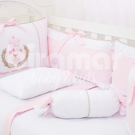 Kit Enxoval de Berço Chegou uma Princesa Rosa 5 Peças