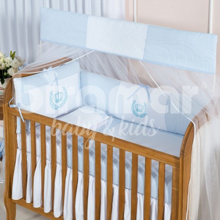 Kit Enxoval de Berço Lollipop II Coroinha Azul 9 peças com Mosquiteiro
