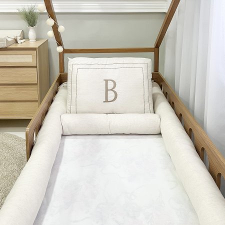 Rolinho Avulso para Cama Babá e Solteiro Linho Bege (65cm x 12cm)