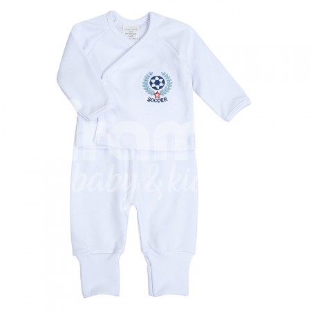Kimono Maternidade para Bebê Goal Branco/Azul 3 Peças - Tamanho Único