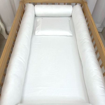Kit de Berço Rolinho 4 Peças Percal 400 Fios Branco