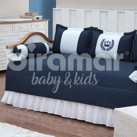 Kit Cama Babá 7 peças com Saia Lollipop II Coroinha Marinho