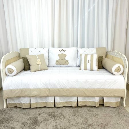 Kit Cama Babá 9 Peças c/ Saia Theodore Bege