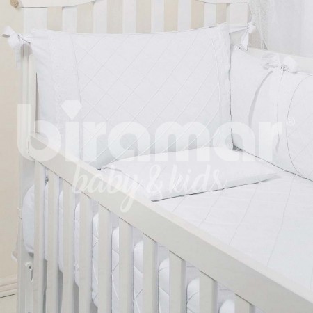 Kit Enxoval de Berço Lorenza Branco 5 Peças