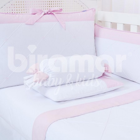 Kit Enxoval de Berço Glamour Rosa 9 Peças