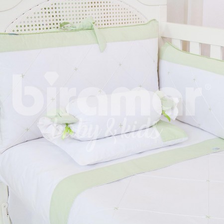 Kit Enxoval de Berço Glamour Verde 9 Peças