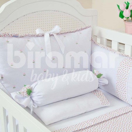 Kit Enxoval de Berço Provençal Rosa 9 Peças