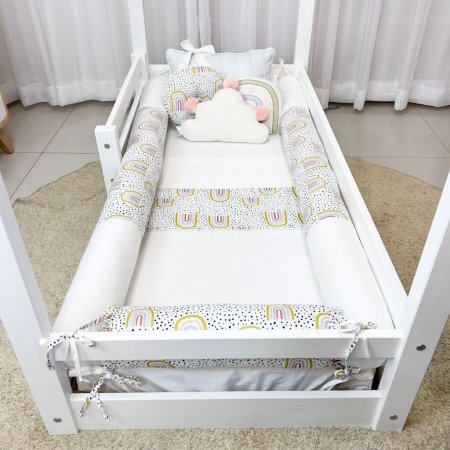 Kit Rolinho Mini Cama 10 Peças Felice Arco Íris (Colchão 1,50 x 0,70)