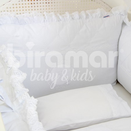 Kit Enxoval de Berço Personalizado Marseille Branco / Branco 5 Peças 