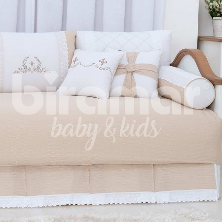 Kit Cama Babá 9 Peças com Saia Versailles Bege