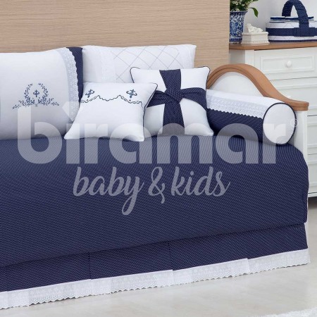 Kit Cama Babá 9 Peças com Saia Versailles Marinho