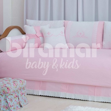 Kit Cama Babá 9 Peças com Saia Versailles Rosa