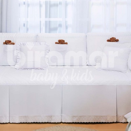 Kit Cama Babá 8 Peças Algodão Doce Branco