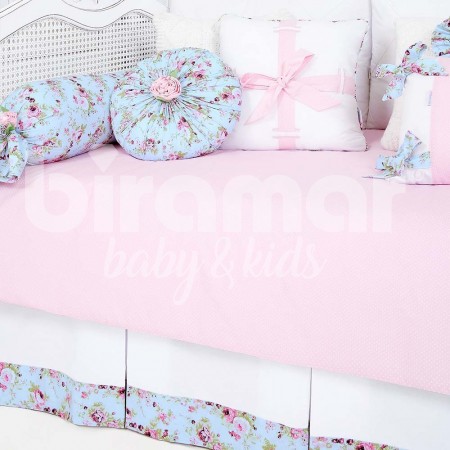 Kit Cama Babá 9 Peças com Saia Catarina Turquesa