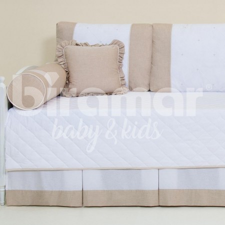 Kit Cama Babá 9 Peças com Saia Glamour Bege