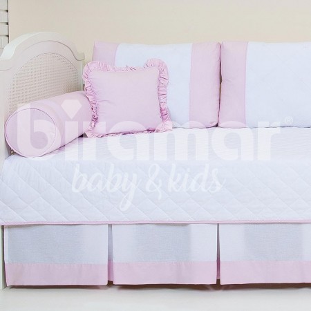 Kit Cama Babá 9 Peças com Saia Glamour Rosa