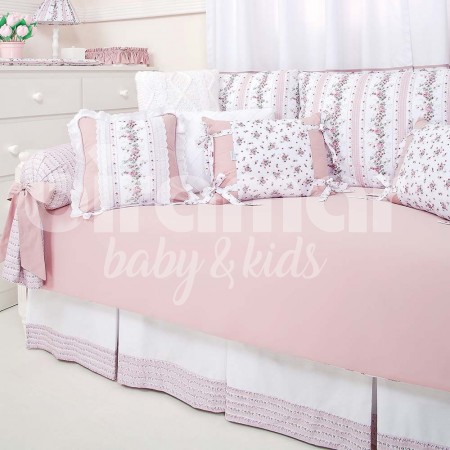 Kit Cama Babá 9 Peças com Saia Petit Rosé