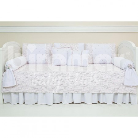 Kit Cama Babá 9 Peças com Saia Provençal Rosa