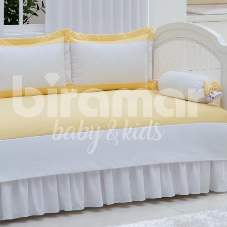 Kit Cama Babá 7 peças com Saia Lollipop Milk Xadrez Amarelo