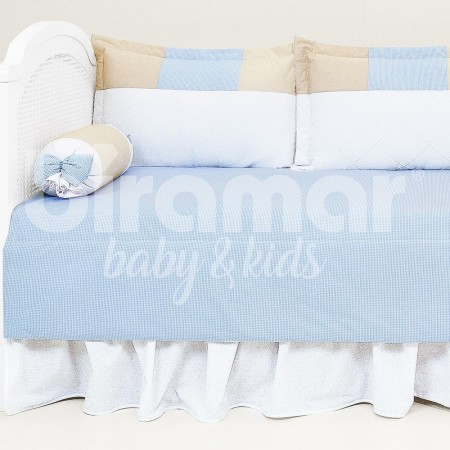 Kit Cama Babá 7 Peças Lollipop com Saia Patch Azul