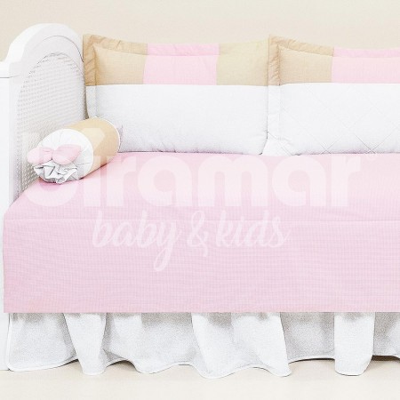 Kit Cama Babá 7 Peças Lollipop com Saia Patch Rosa