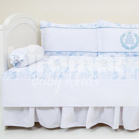 Kit Cama Babá 7 peças Lollipop com Saia Teddy Azul