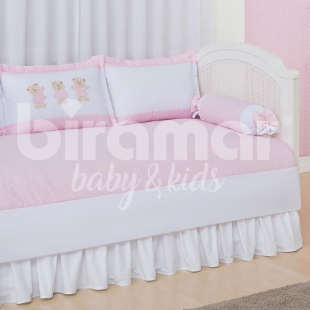 Kit Cama Babá 7 peças com Saia Lollipop Ursinhas Rosa