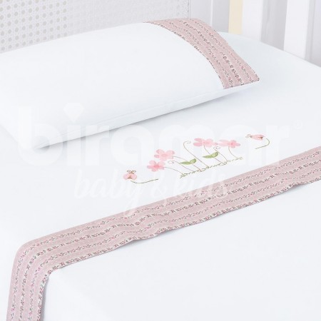 Lençol para Berço 3 peças Lolli Alice Rose Percal