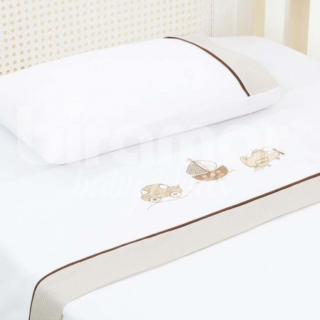 Lençol para Berço 3 peças Lolli Urbano Nude Percal