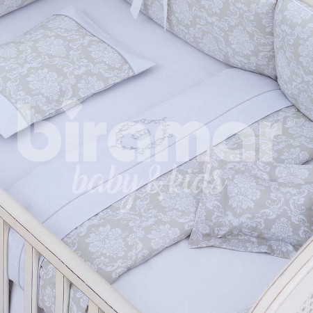 Jogo de Lençol para Berço Damask Branco Percal 180 Fios