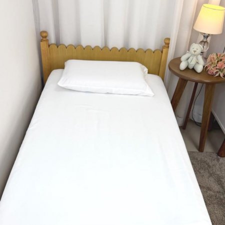 Lençol Solteiro c/ Elástico e Fronha Micropercal 300 Fios Branco